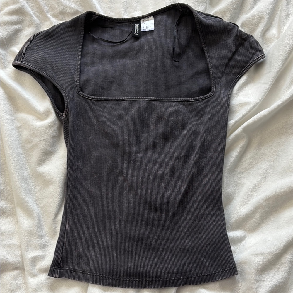 H&M Black Square Neck Top